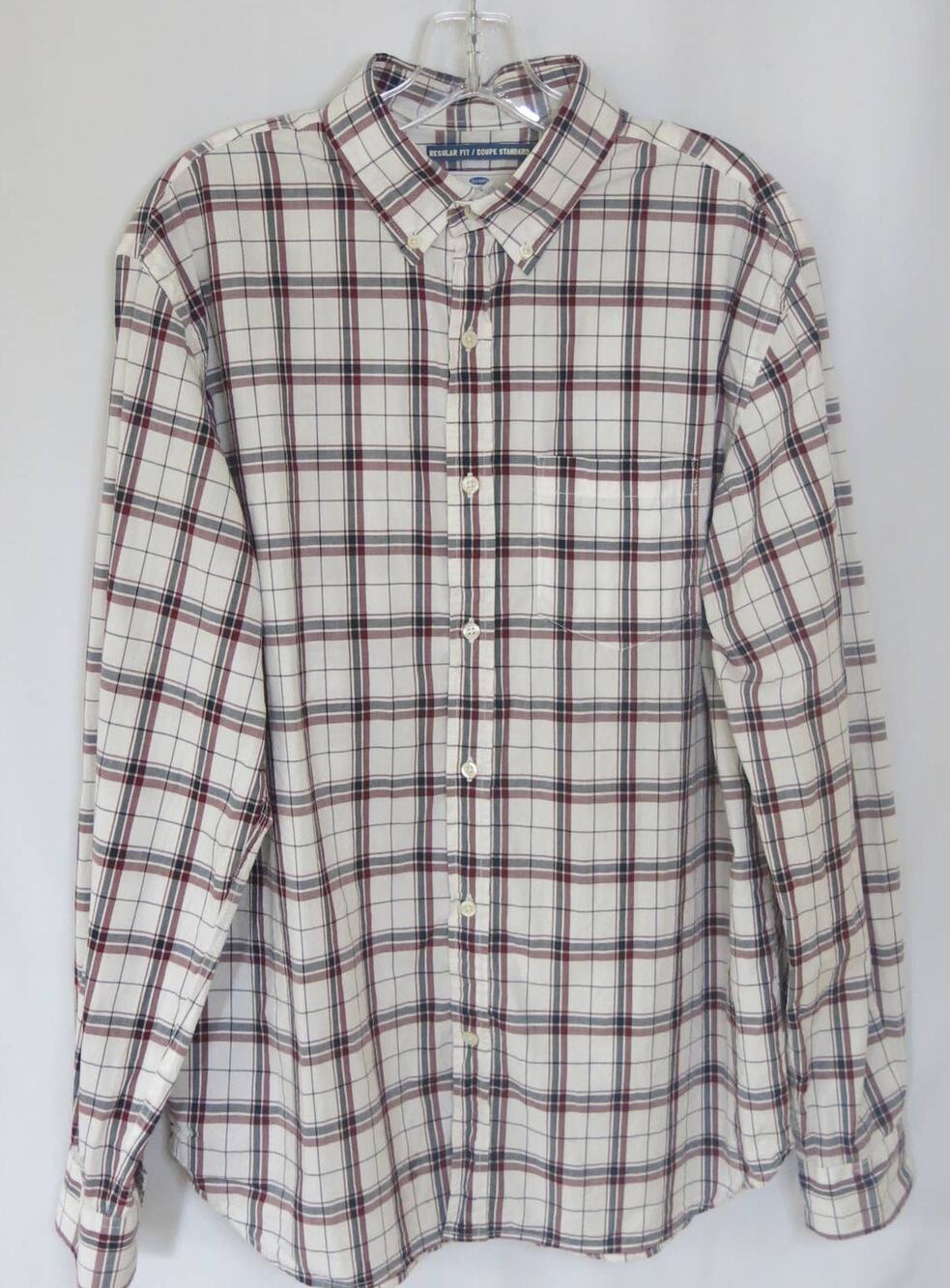 OLD NAVY Classic Button Down Shirt Size L Men Long Sleeve Plaid Regular Fit